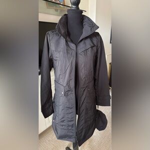 COLE HAAN Signature Black Packable Raincoat Trench Cinched Waist | Travel NWT!
